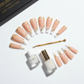 French tip gold foil press-on nails long coffin shape